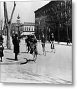 People Bicycling On Fifth Avenue Metal Print