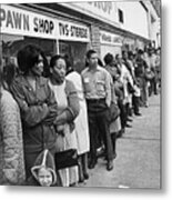 People Waiting On Line For Food Stamps Metal Print