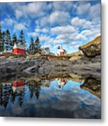 Perfect Reflections - Pemaquid Point Light Metal Print