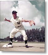 Phil Rizzuto Throwing Baseball Metal Print