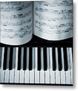 Piano With Music Metal Print