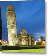 Piazza Dei Miracoli, Leaning Tower And Metal Print
