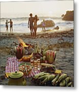 Picnic On Beach Metal Print