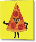 Piece Of Pizza Character Metal Print