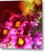Pink And Orange Flower Abstract Metal Print