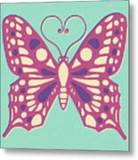 Pink And Purple Butterfly Metal Print
