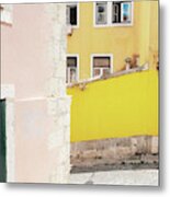 Pink And Yellow Corner Metal Print