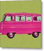 Pink Minibus Metal Poster
