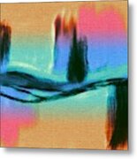 Pink Orange Turquoise Black And Aqua Abstract Painting By Delynn Addams Metal Print