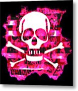 Pink Skull Crossbones Graphic Metal Print