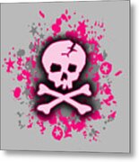 Pink Skull Splatter Graphic Metal Print