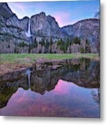 Pink Sky And Reflections Over Yosemite Metal Print