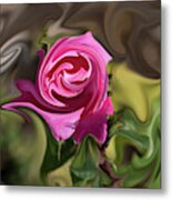 Pink Warped Rose Metal Print