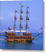 Pirate Ship In Alanya Metal Print