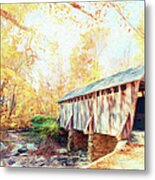 Pisgah Covered Bridge In Autumn Ap Metal Print