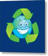 Planet Earth Recycle Cartoon Character Metal Print