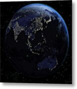 Planet Earth Showing Oceania In Night Metal Print