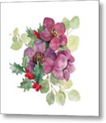 Plum Christmas Flowers Metal Print