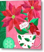 Poinsettia In Christmas Cup Metal Print