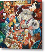 Poker Cats Metal Print