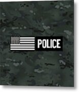 Police Black Camouflage Metal Print