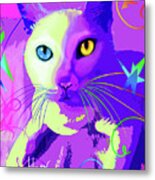 Pop Cat Cotton Metal Print