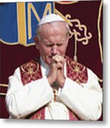 Pope John Paul Ii Praying Metal Print