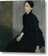Portrait Of A Young Woman, 1885. The Artist's Sister Anna Hammershoi. Oil On Canvas. 112 X 91, 5 Cm. Metal Print