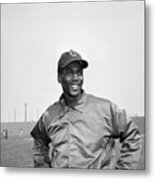 Portrait Of Chicago Cubs Ernie Banks Metal Print