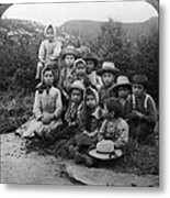 Portrait Of Children From Indian Tribe Metal Print