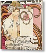 Poster Advertising The Exhibition Of A. Mucha At The Salon Des Cent, 1897 Metal Print