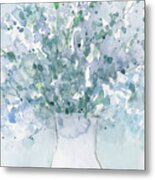 Powder Blue Arrangement In Vase I Metal Print