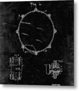 Pp105-black Grunge Drum Key Holder Patent Poster Metal Print