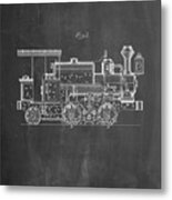Pp122- Chalkboard Steam Locomotive 1886 Patent Poster Metal Print