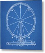 Pp167- Blueprint Ferris Wheel Poster Metal Print