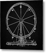 Pp167- Vintage Black Ferris Wheel Poster Metal Print