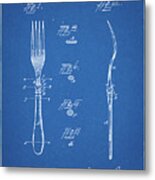 Pp238-blueprint Fork Patent Poster Metal Print