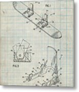 Pp246-antique Grid Parchment Burton Baseless Binding 1995 Snowboard Patent Poster Metal Print