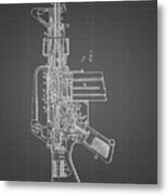 Pp44-black Grid M-16 Rifle Patent Poster Metal Print