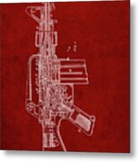 Pp44-burgundy M-16 Rifle Patent Poster Metal Print