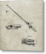 Pp490-sandstone Fishing Rod And Reel 1884 Patent Poster Metal Print