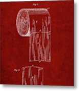 Pp53-burgundy Toilet Paper Patent Metal Print