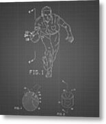 Pp549-black Grid Bowling Ball Patent Poster Metal Print