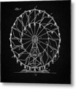 Pp615-vintage Black Ferris Wheel 1920 Patent Poster Metal Print