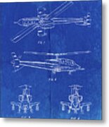 Pp876-faded Blueprint Helicopter Patent Print Metal Print