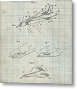 Pp983-antique Grid Parchment Paper Airplane Patent Poster Metal Print