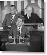 President Kennedy Announces The Apollo Metal Print