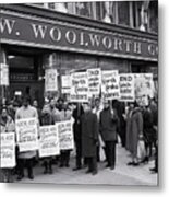 Protesters In Front Of Woolworth Metal Print