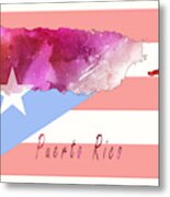 Puerto Rico Watercolor Map Style 1 Metal Print