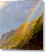 Rainbow's End At Polihale Beach Metal Print